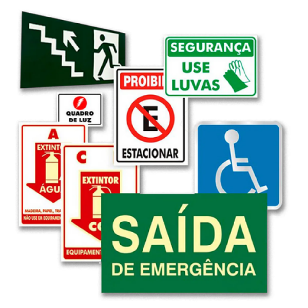 Placas de sinalização personalizadas de tamanhos diversos